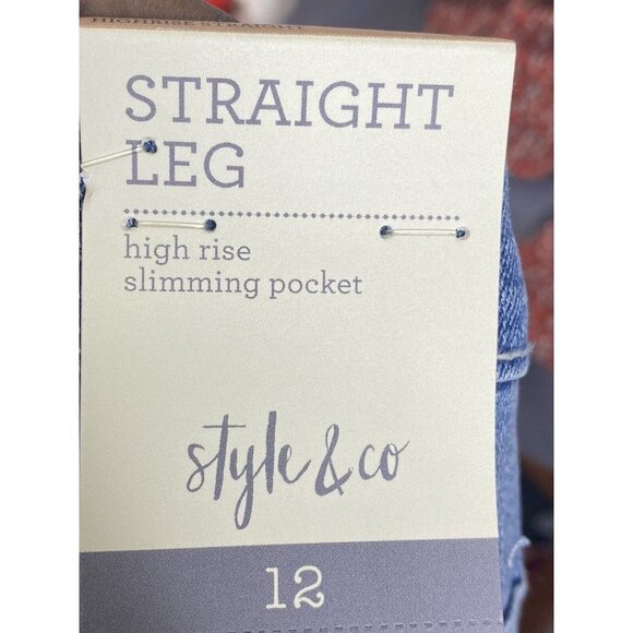 Style&co. Womens Straight High Rise Slimming Pocket Distressed Jean Size 12 - Picture 5 of 8